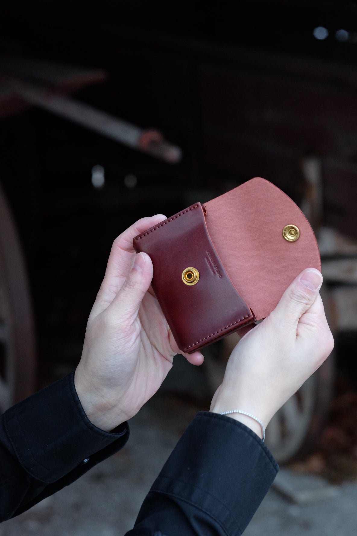 Card Case Wallet Red Brown Cordovan