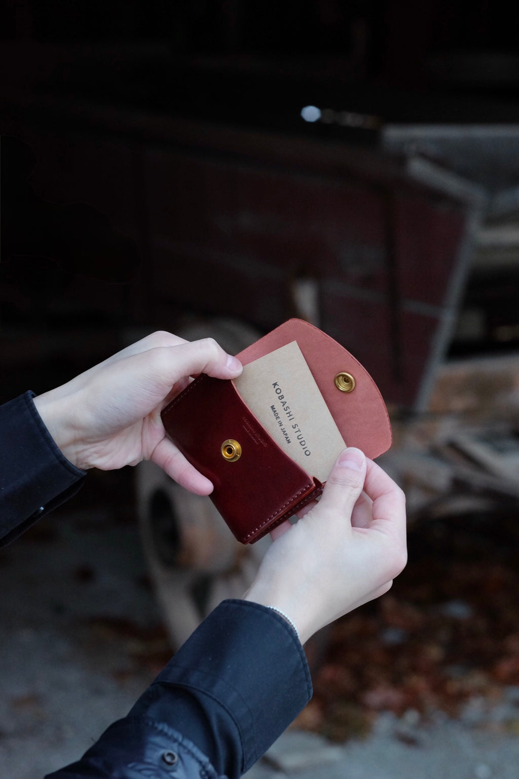 Card Case Wallet Red Brown Cordovan