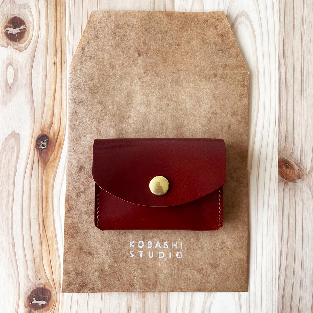 Card Case Wallet Red Brown Cordovan
