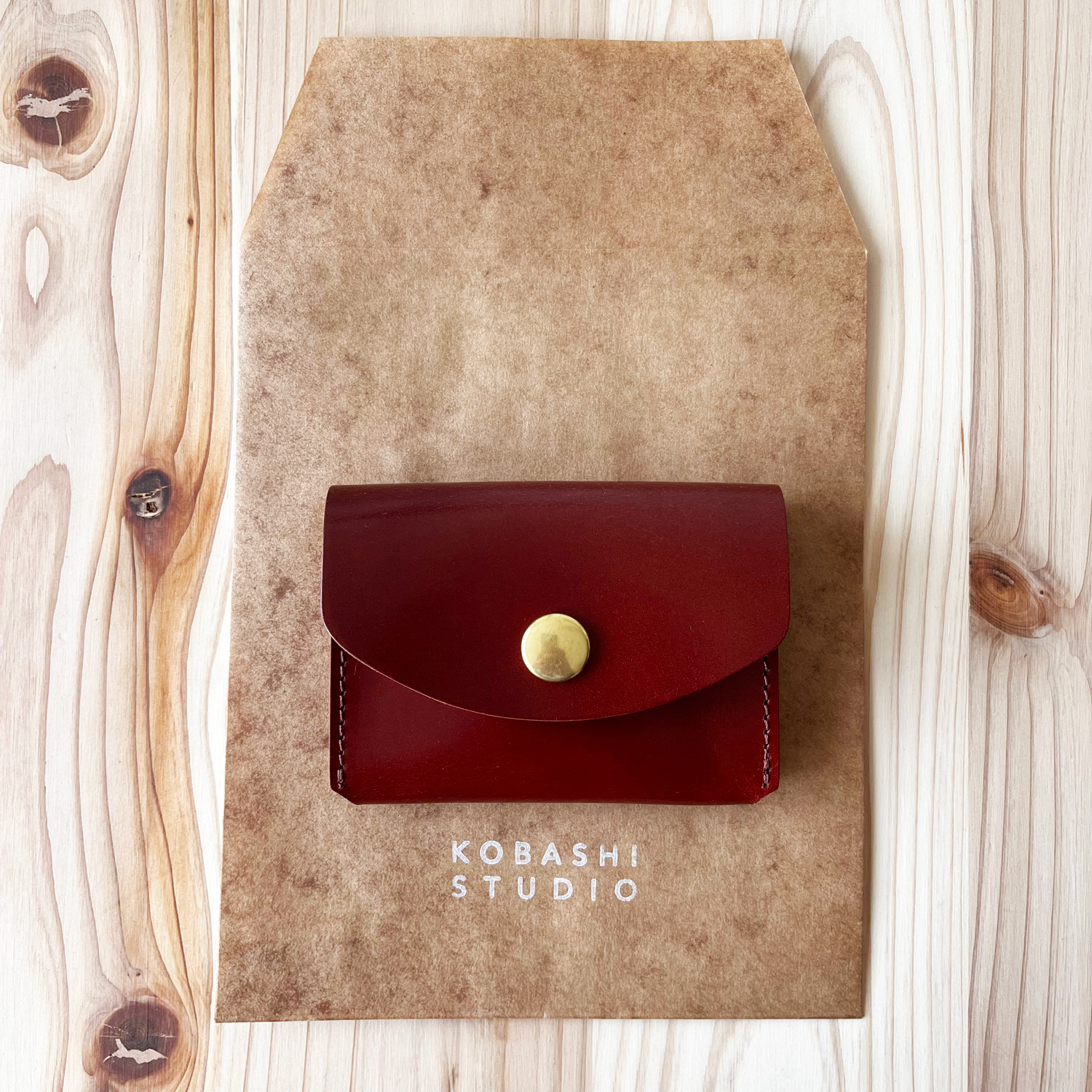 Card Case Wallet Red Brown Cordovan