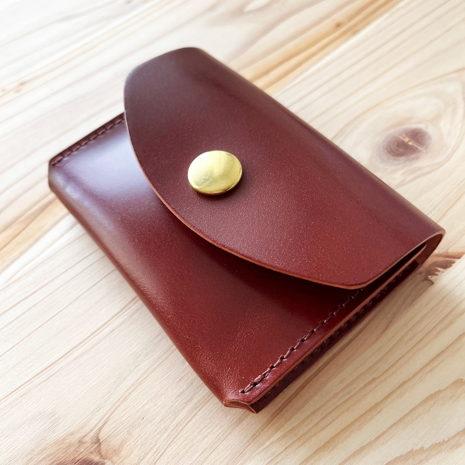 Card Case Wallet Red Brown Cordovan