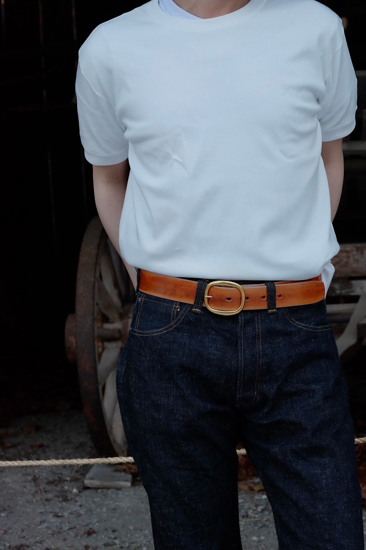 Kakishibu Painted Belt (Brass Oval Garrison Buckle)