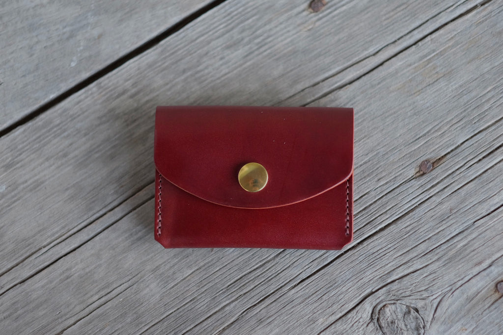 Card Case Wallet Red Brown Cordovan
