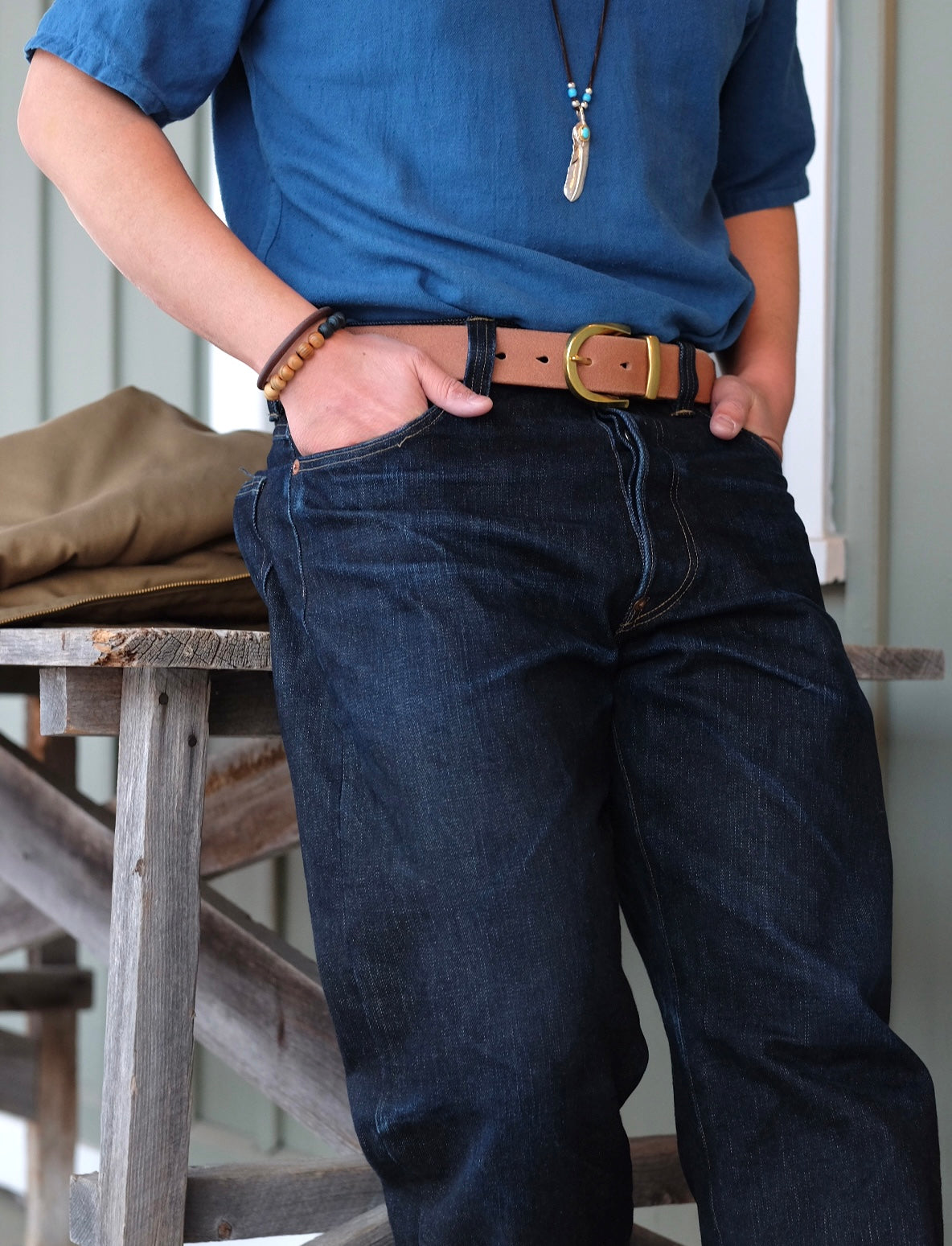 Kakishibu Rough-out Belt (2-Piece Buckle)