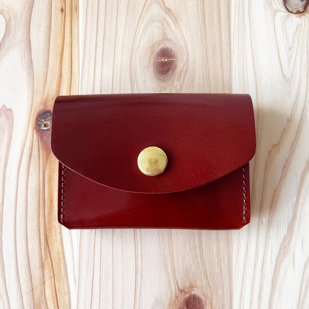 Card Case Wallet Red Brown Cordovan