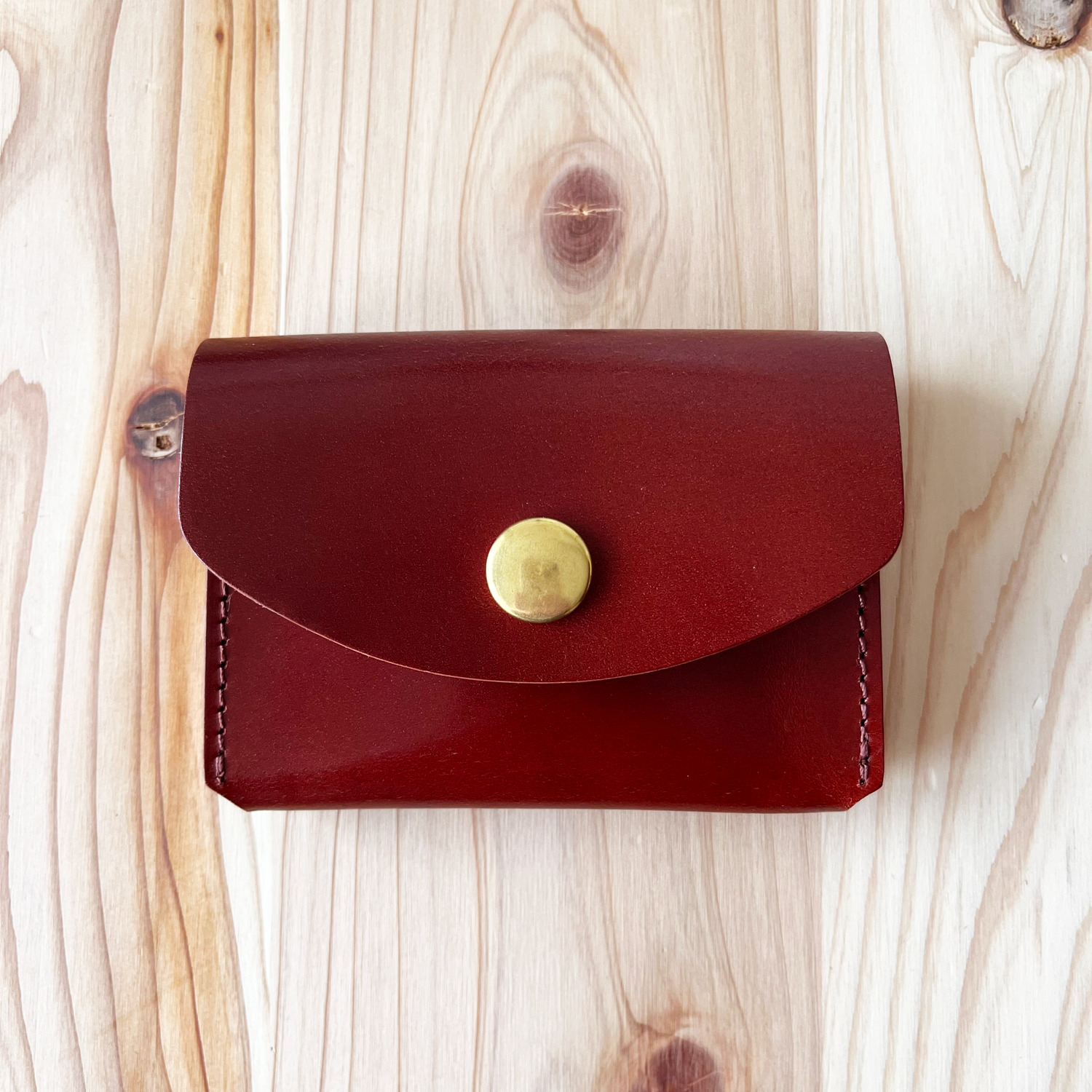 Card Case Wallet Red Brown Cordovan