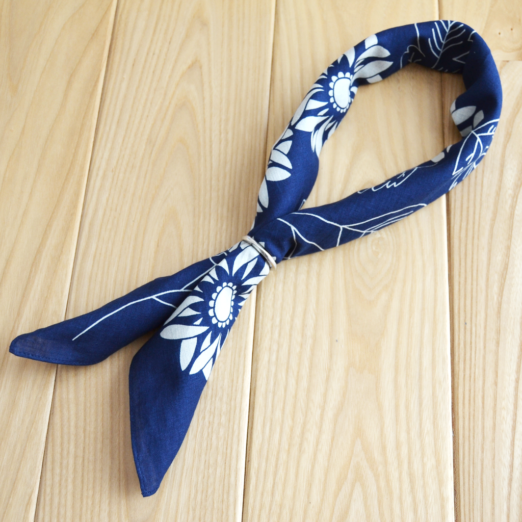 Japanese Indigo Chrysanthemum Bandana