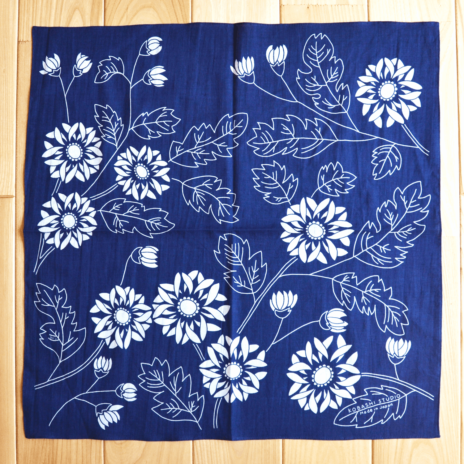 Japanese Indigo Chrysanthemum Bandana