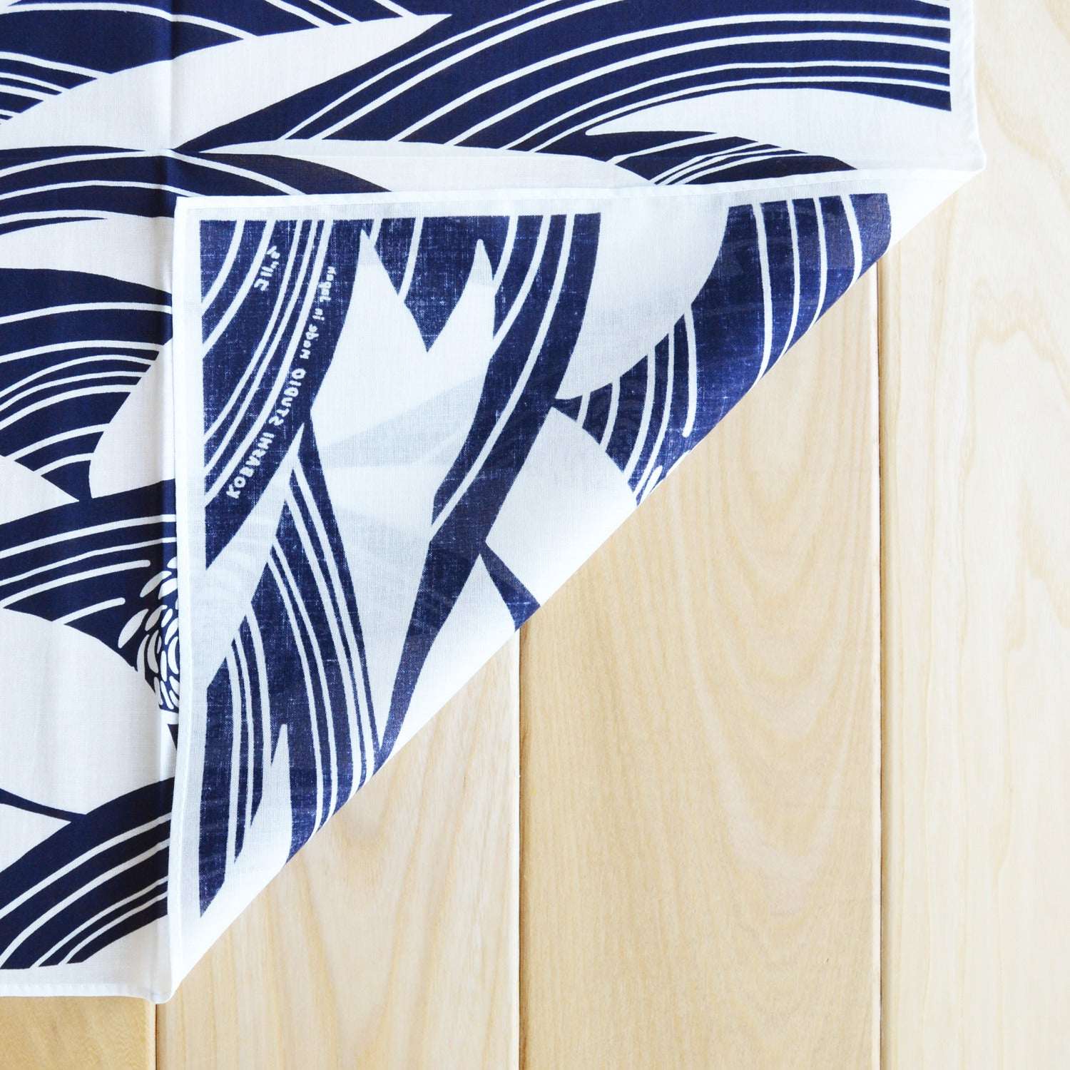 Japanese Chrysanthemum Bandana in White and Navy “Kiku-sui”