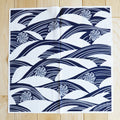 Japanese Chrysanthemum Bandana in White and Navy “Kiku-sui”