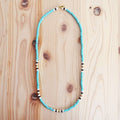 Japanese Beads Choker Necklace 5mm Turquoise/Off-White/Black