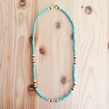 Japanese Beads Choker Necklace 5mm Turquoise/Off-White/Black
