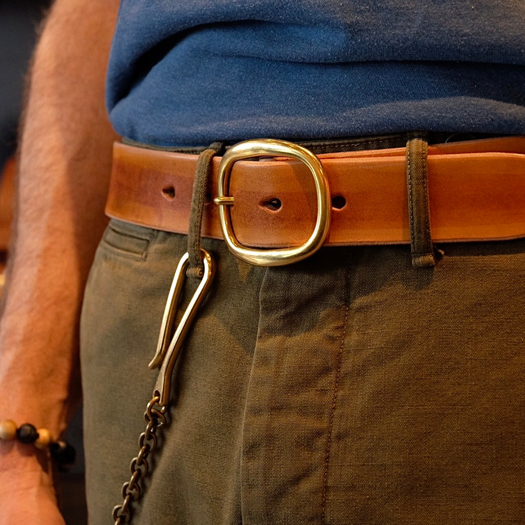 Kakishibu Painted Belt (Brass Oval Garrison Buckle)