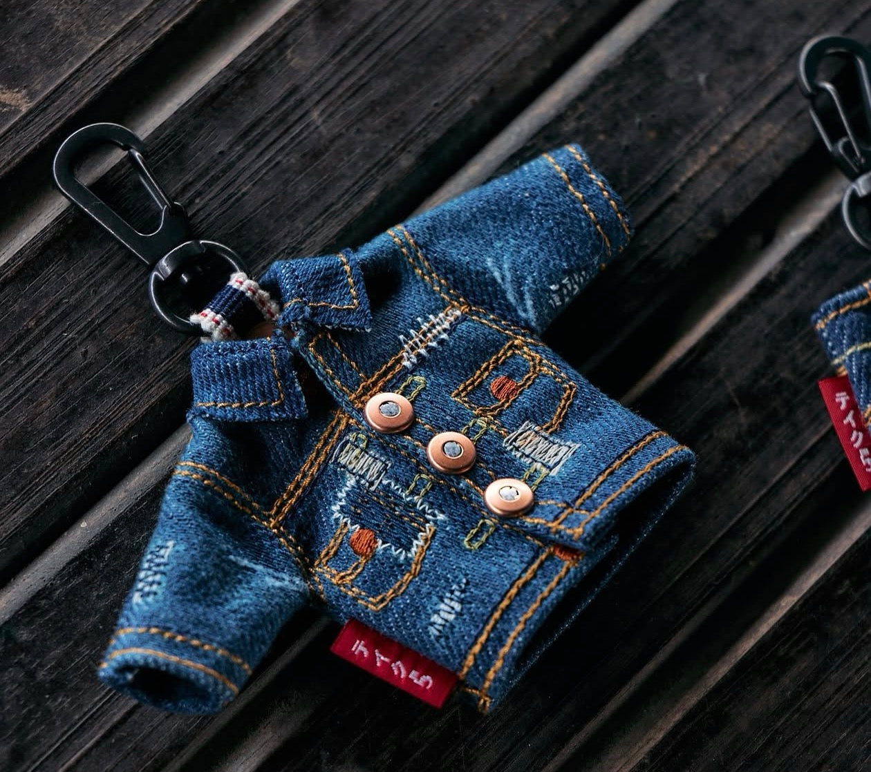 Mini Type II Denim Jacket Keychain - Washed