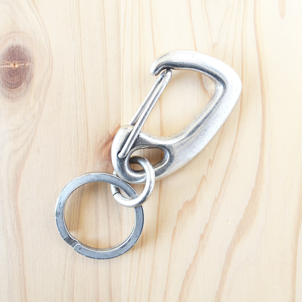 Sand Casted Key Snap With Flat Ring – Silver Plated