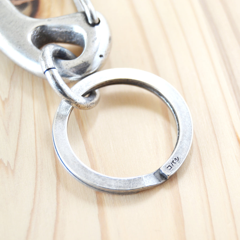 Sand Casted Key Snap With Flat Ring – Silver Plated