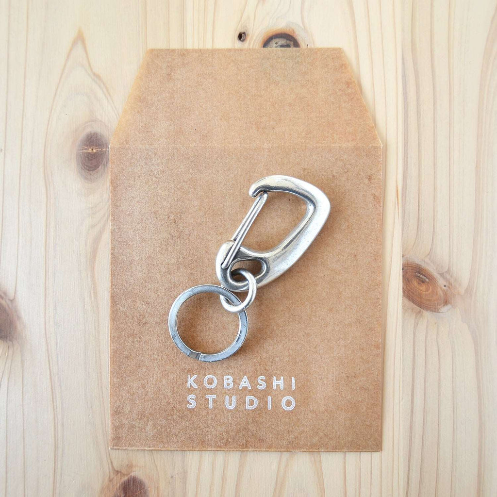 Sand Casted Key Snap With Flat Ring – Silver Plated