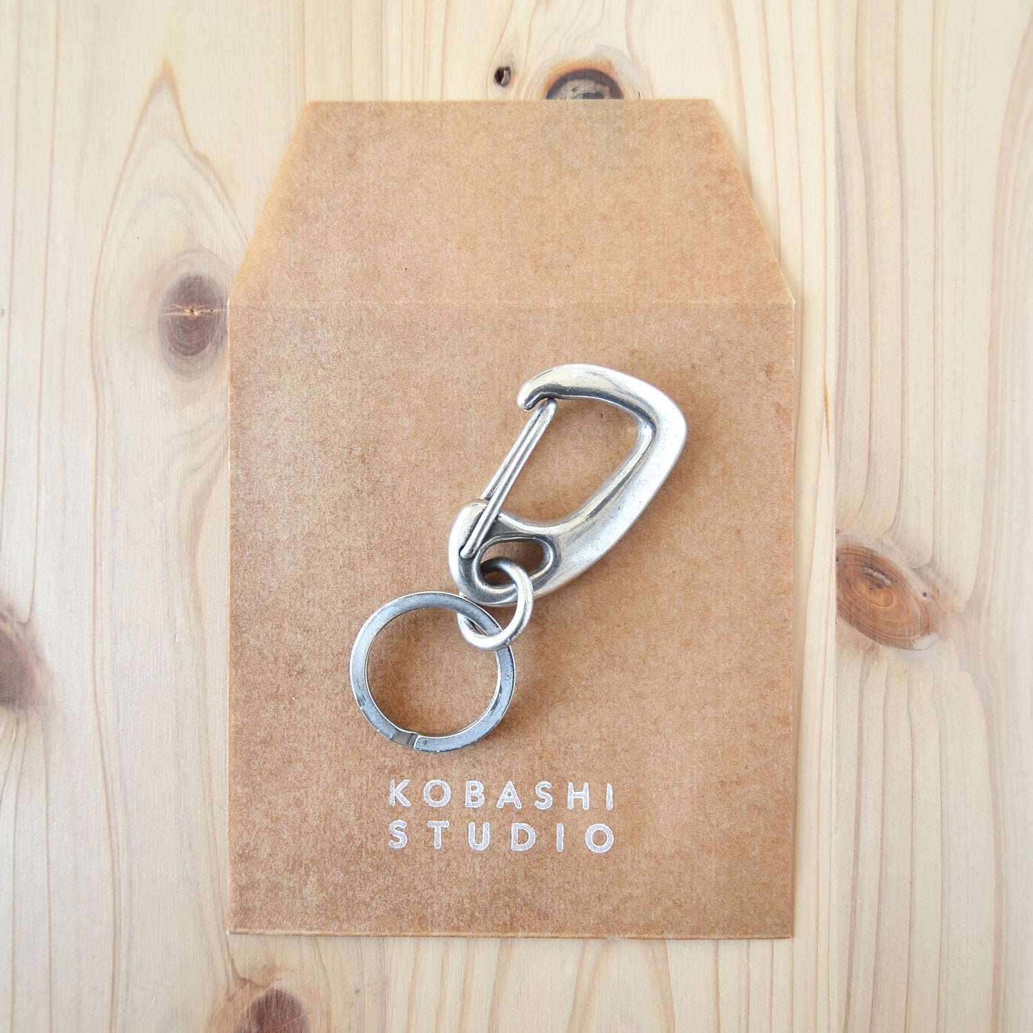 Sand Casted Key Snap With Flat Ring – Silver Plated