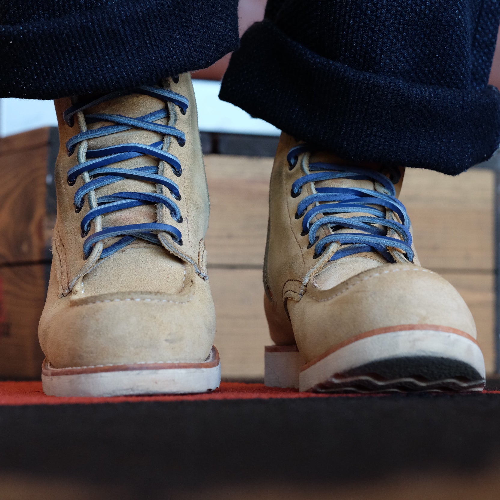 Indigo Press Leather Laces - Aizuri (藍摺)